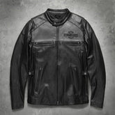 harley davidson distressed black cowhide motorcycle leather jacket for men